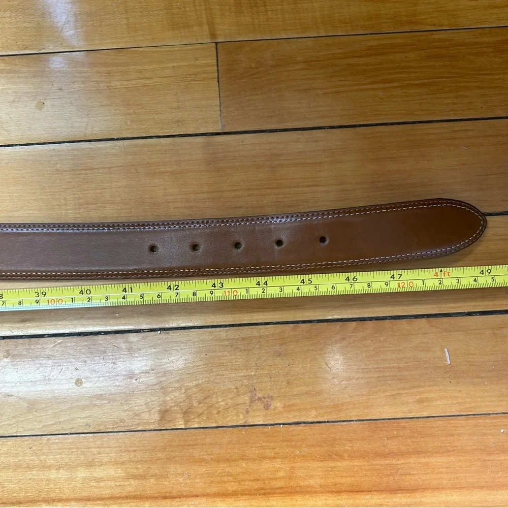 Joseph Abboud Camel Tan Leather Dress Belt 44/110 Brushed Nickel Buckle Classic
